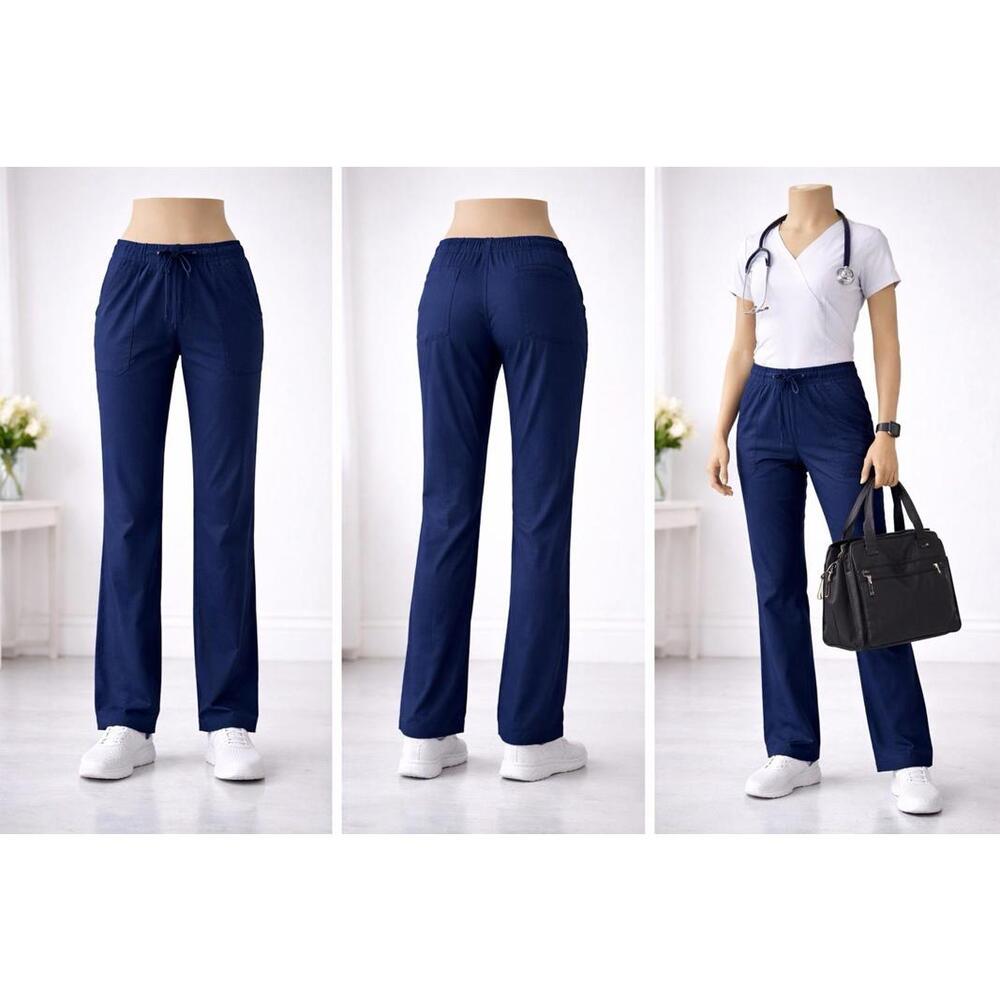 Grey’s Anatomy by Barco Scrub Pants Womens L Navy Blue Straight Leg Elastic Wais
